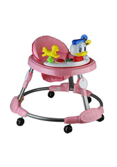 Babies Plastic Walker for Kids, Round Kids Walker with Foldable & 3 Height Adjustable Walker for Baby with Baby Toys and Music,