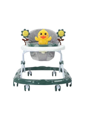 Baby Walker 3 Level Adjustable Height, Foot Mat & Musical Activity Tray Feeding Section Detachable Cushioned Seat Rotational Push Walker Support