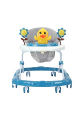 Baby Walker 3 Level Adjustable Height, Foot Mat & Musical Activity Tray Feeding Section Detachable Cushioned Seat Rotational Push Walker Support