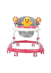 Baby Walker 3 Level Adjustable Height, Foot Mat & Musical Activity Tray Feeding Section Detachable Cushioned Seat Rotational Push Walker Support