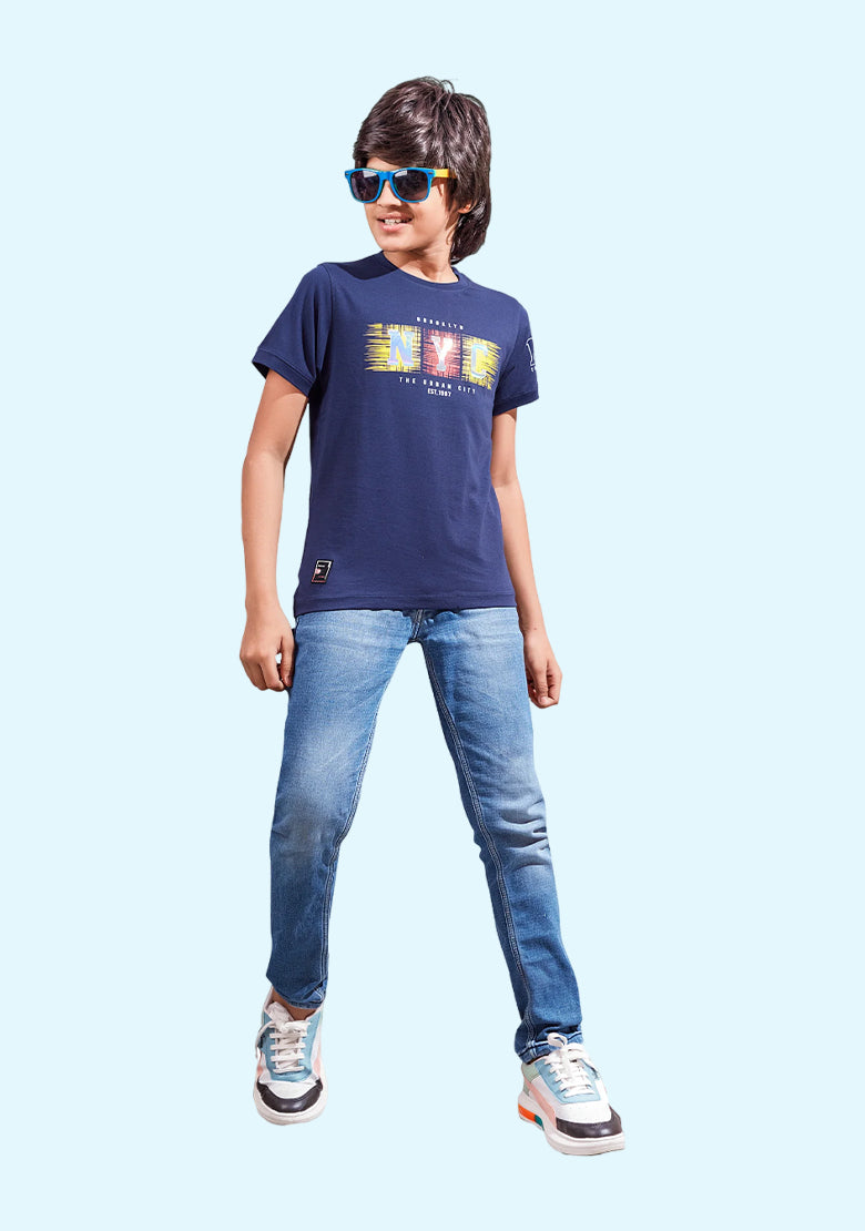 Round Neck T-Shirt Navy Blue