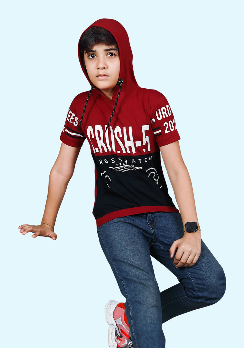 Kids Hoodie T-Shirt Red_Black