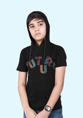 Kids Hoodie T-Shirt Black